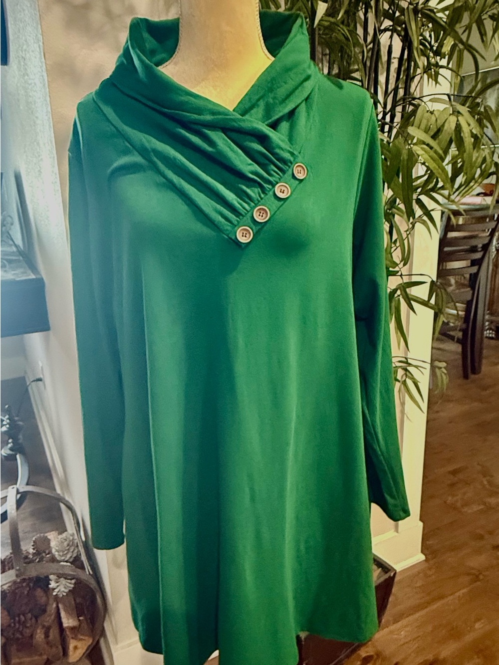 LARA Emerald Green Long Sleeve Cowl Neck for Plus Size